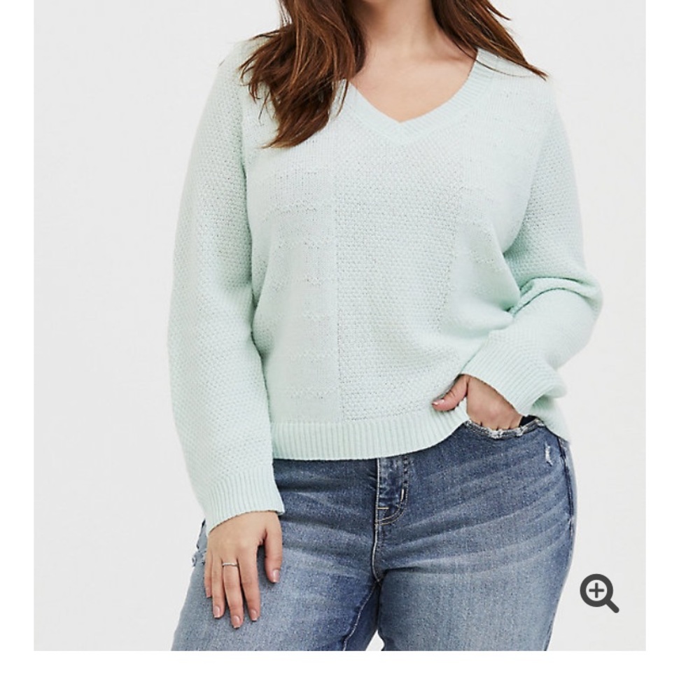 Torrid Mint Green Midi V-neck Sweater 3X